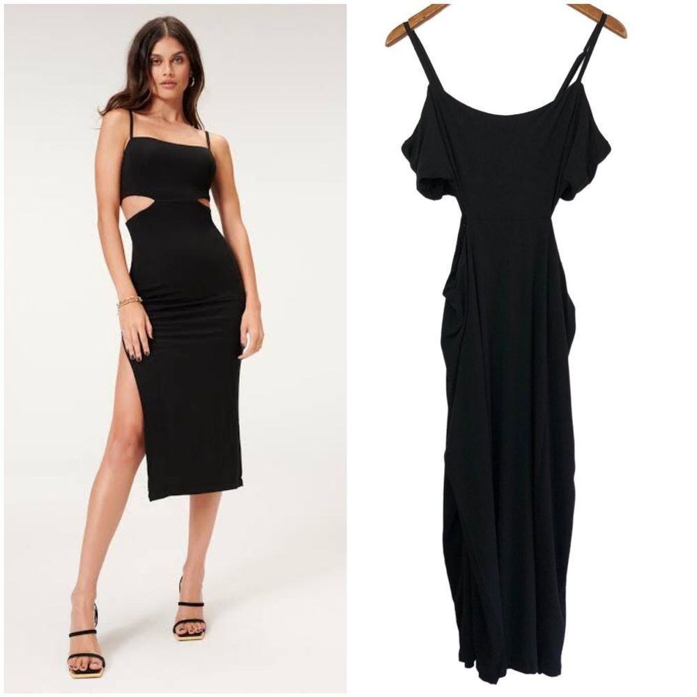 Goodamerican | Cut Out Midi Dress In Black Nwt